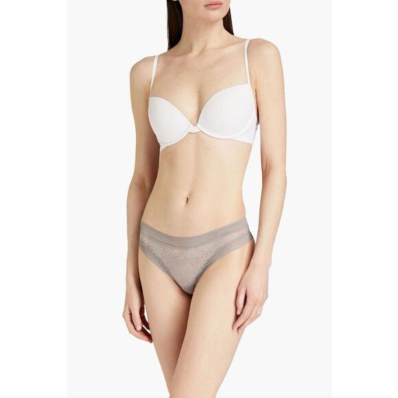 NWT ERES Nocturne Stretch-Lace Low-Rise Lace Thong in Dark Gray Size 12 - Picture 1 of 11